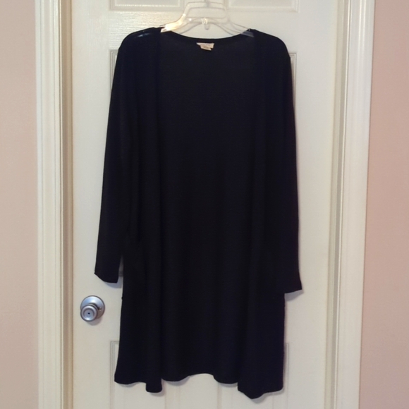 YELETE BLACK LARGE X-LONG CARDIGAN POCKETED DUSTER - Picture 3 of 9